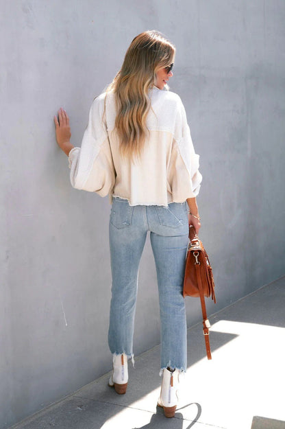 Brushed Waffle Long Sleeve Coat