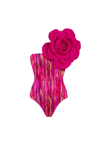 Floral Front Decor Printed One Piece Swimsuit Set