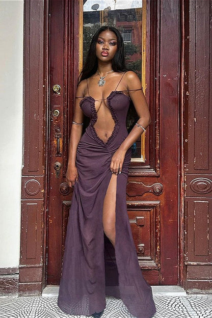 Floral Ruffle Hem Sleeveless Crop Maxi Dress