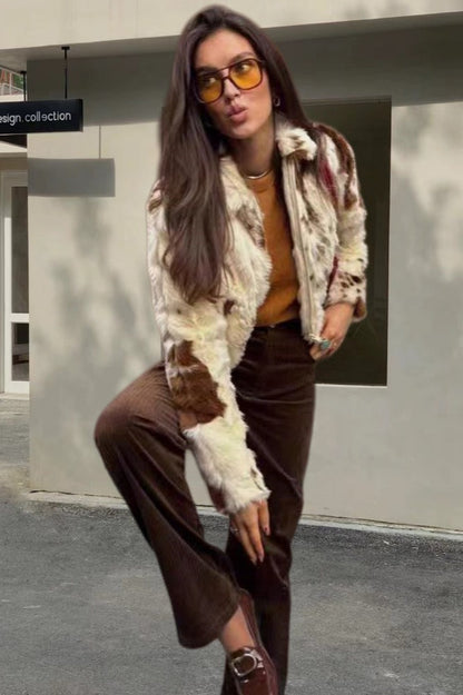 Simple Zippered Fleece Short Coat