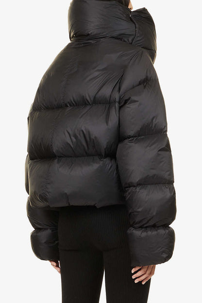 High Neck Scarf Collar Quilted Puffer Jacket