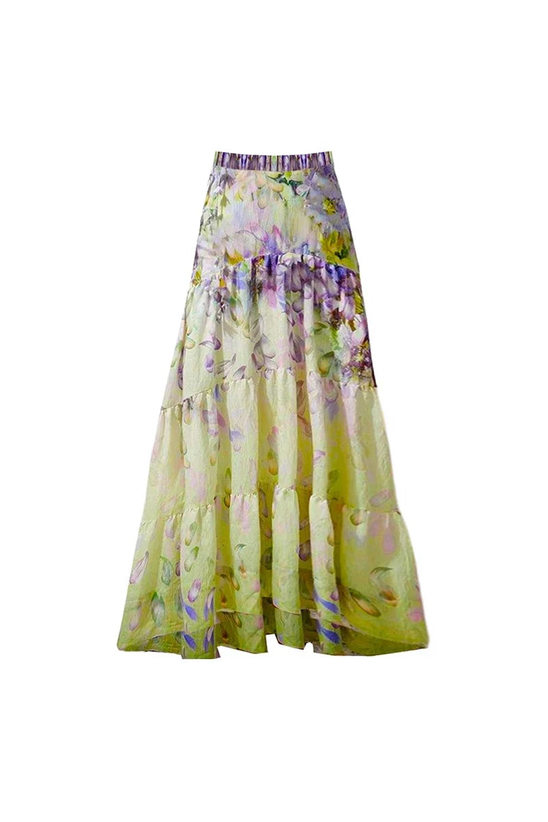 Floral Appliqué Tie-Up Fairy Style Swimsuit