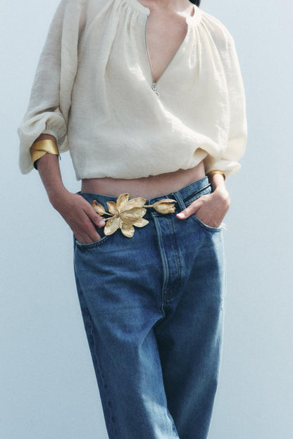 Metal Flower Cord Belt