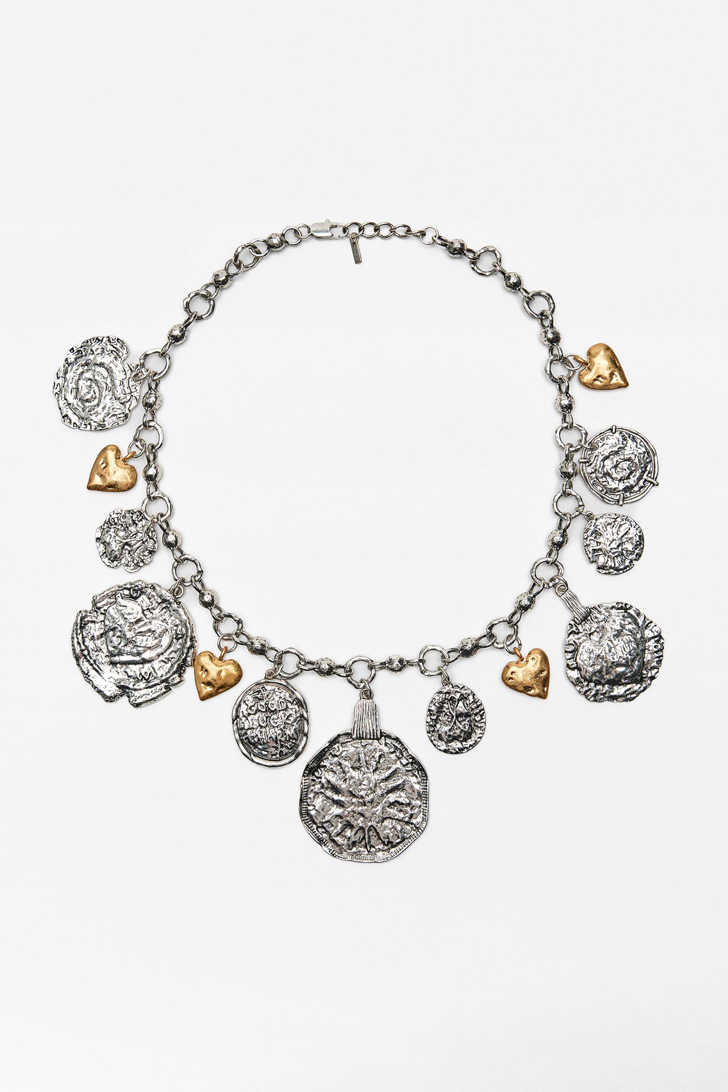 Asymmetrical Badge Heart Necklace