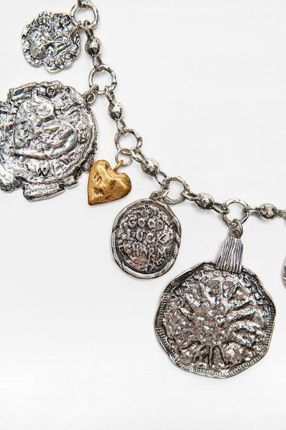 Asymmetrical Badge Heart Necklace