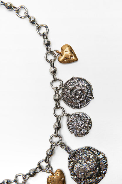 Asymmetrical Badge Heart Necklace