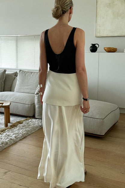 Vintage Satin High-Waist Maxi Skirt