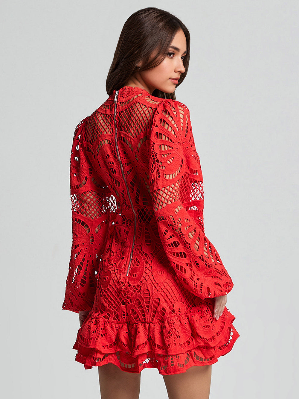Puff Sleeve Lace Dress Birthday Party A-line Mini Dress For Women 2026