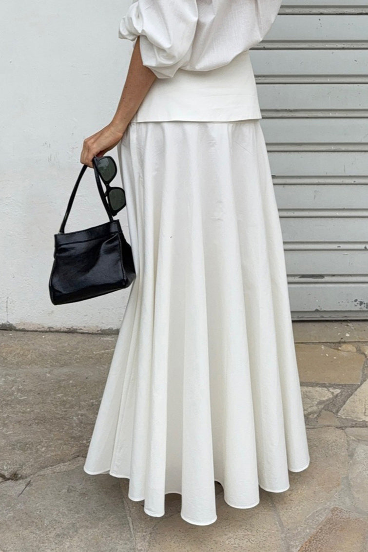 Solid A-Line Midi Skirt