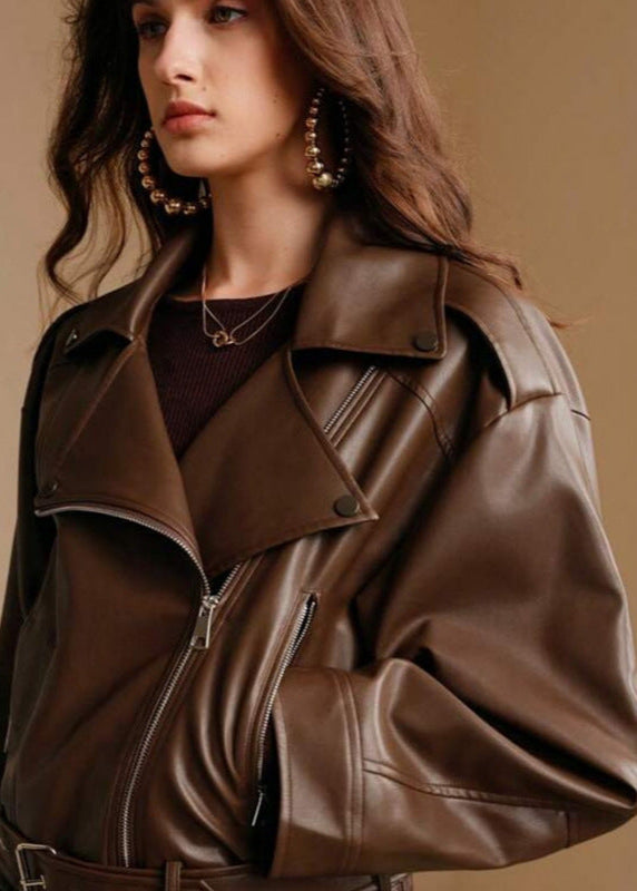 StructuRed Faux Leather Moto Jacket – Modern Edge