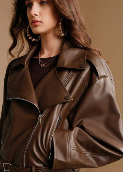 StructuRed Faux Leather Moto Jacket – Modern Edge