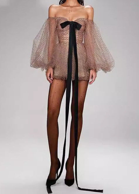 Colette - Off-Shoulder Sheer Tulle Mini Dress