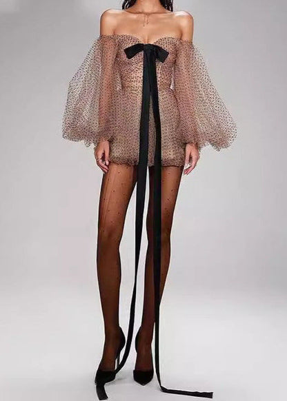 Colette - Off-Shoulder Sheer Tulle Mini Dress