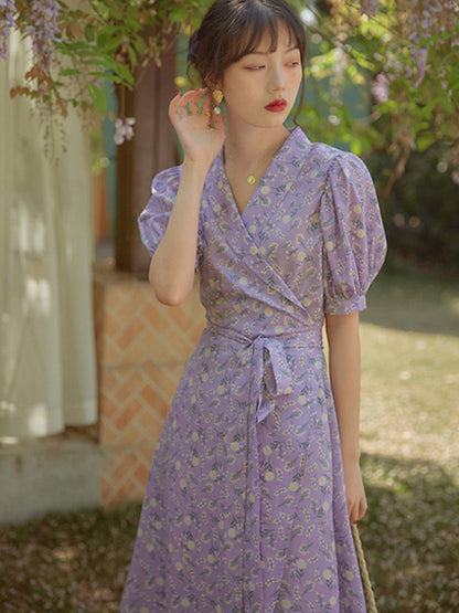 Amy Vintage Floral Puff Sleeve Maxi Dress