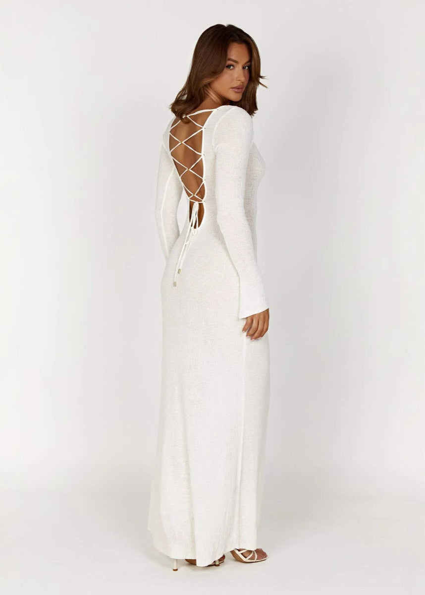 Evelyn - Open-Back Knit Maxi Dress