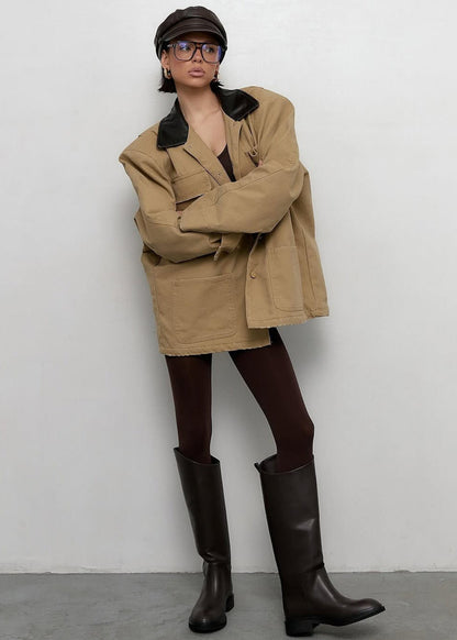 Metro Terrain - Canvas Utility Jacket with Faux Leather Collar