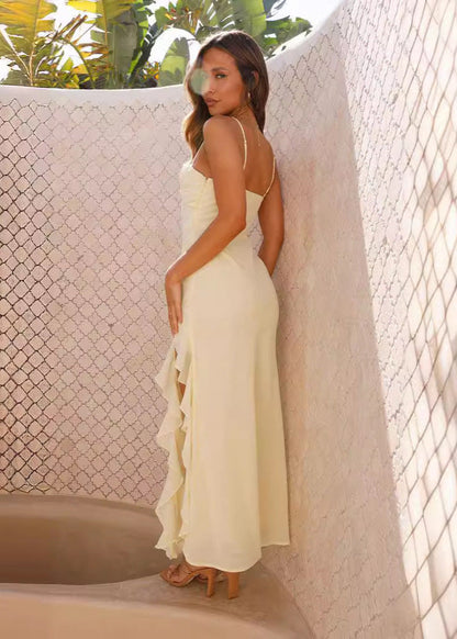 Seraphina - Ruffled Slit Maxi Dress