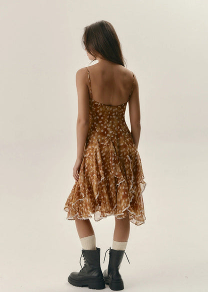 Ruffled Polka Dot Slip Dress