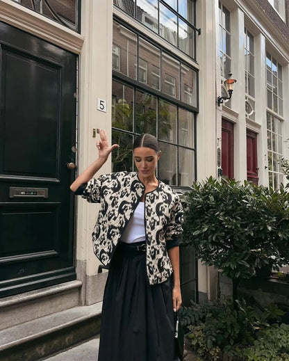 Modern French-Style Printed Cotton Jacket