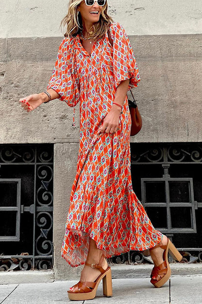 Puff Sleeve Tiered Midi Dress