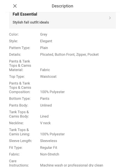 Waist Coat Vest & Pants Coord Set