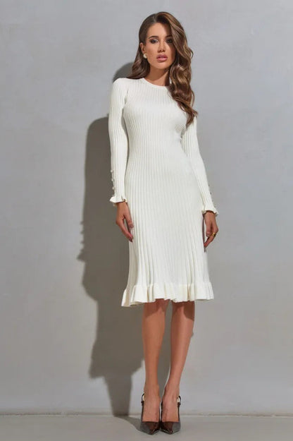 Ruffled Hem Knit Sweater Dress