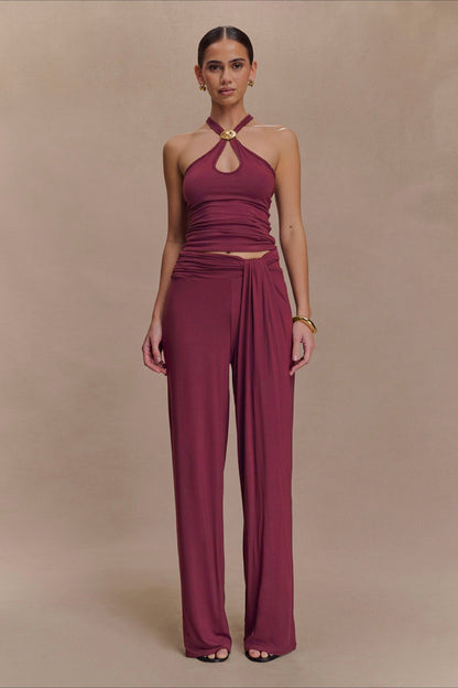 Metal Trim Halter Cutout Chic Tank Top