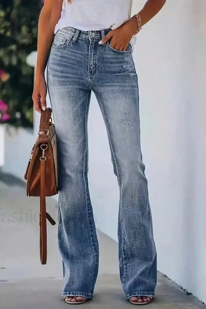 High Waist Flared Denim Jeans