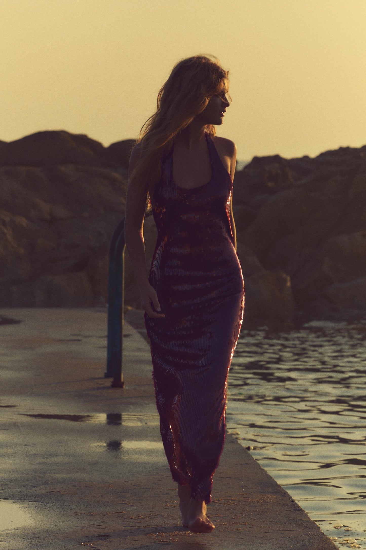 Virginia Halter Neck Sequin Midi Dress