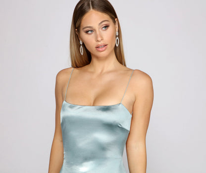 Open Back Crisscross Strap Satin Bodycon Mini Dress