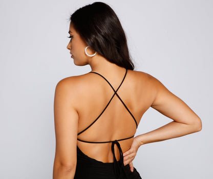 Crisscross Lace Up Back Ruched Bodycon Mini Dress