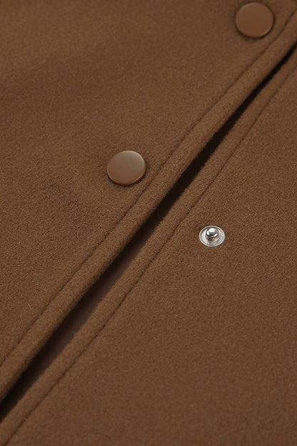 Stand Collar Melange Brown Wool Coat