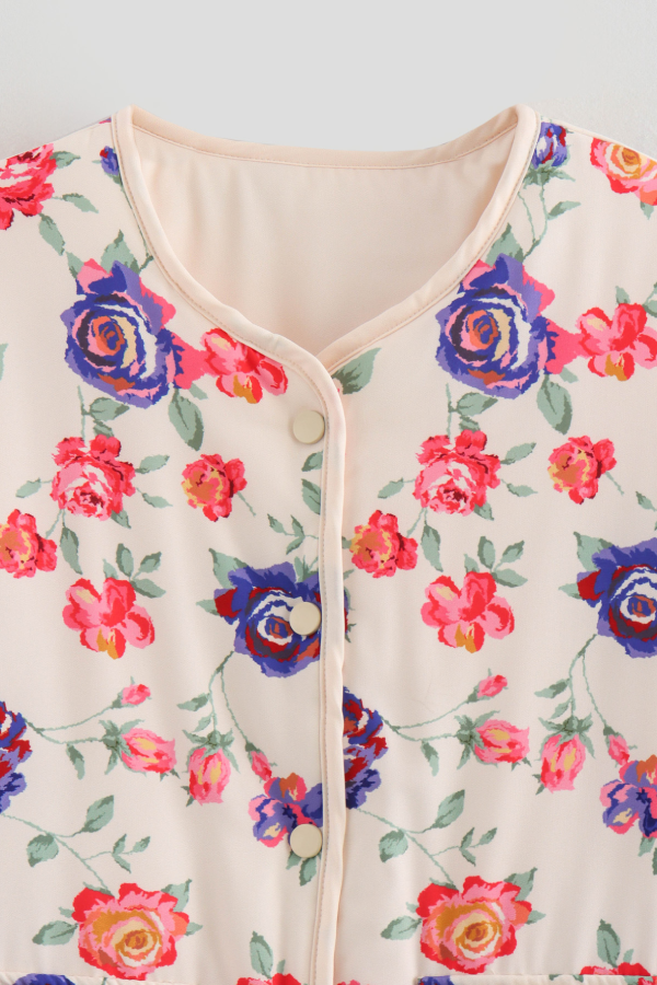 Street V-neck Loose Cardigan Fashion Print Cotton Coat for Women