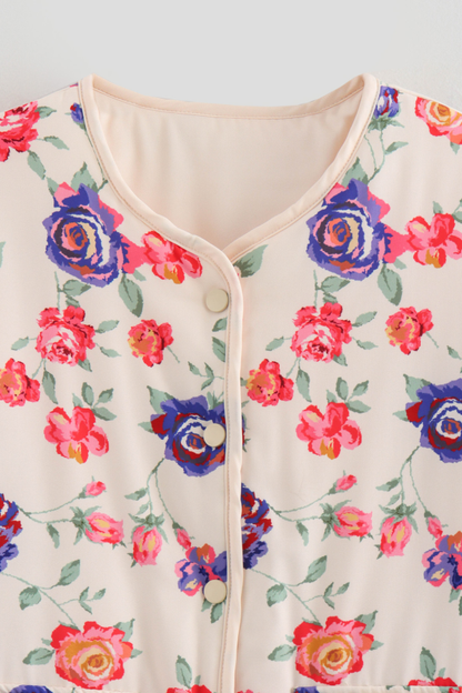 Street V-neck Loose Cardigan Fashion Print Cotton Coat for Women