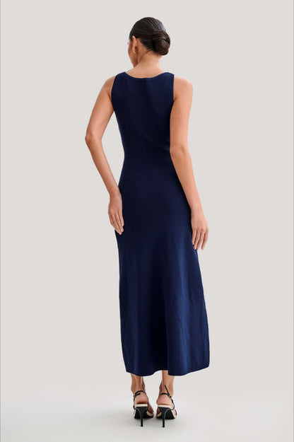 Fashion Buttoned Knit Work Dress