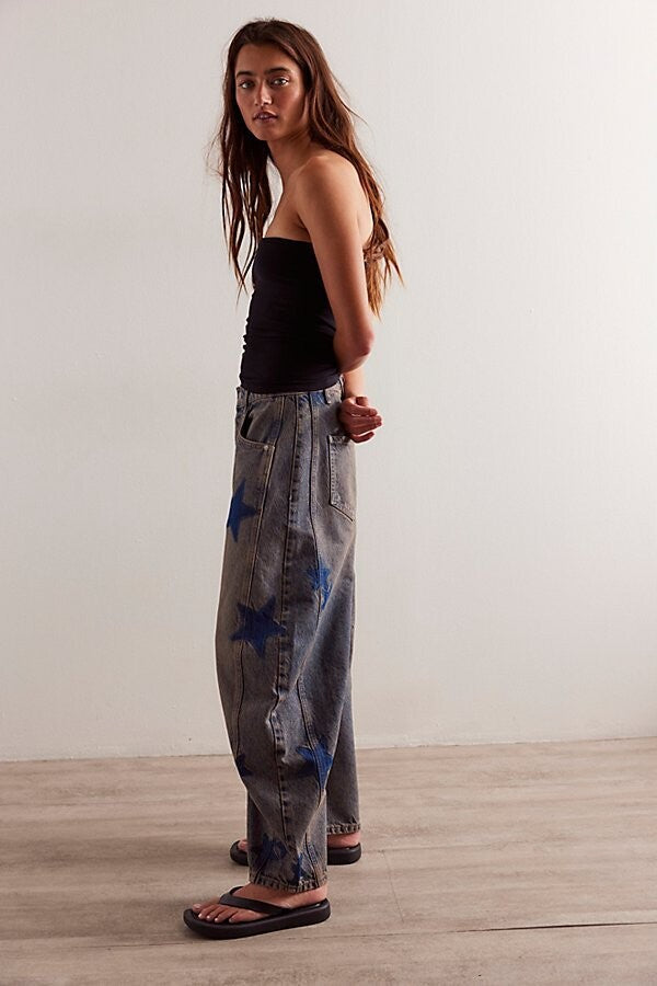 Mid Rise Loose Fit Barrel Jean