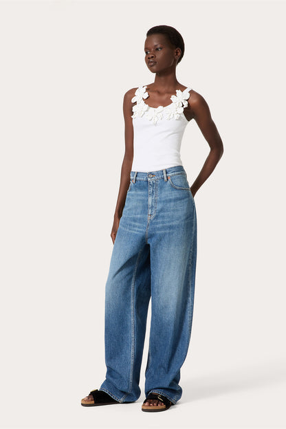 Lesley Floral Applique Round Neck Top
