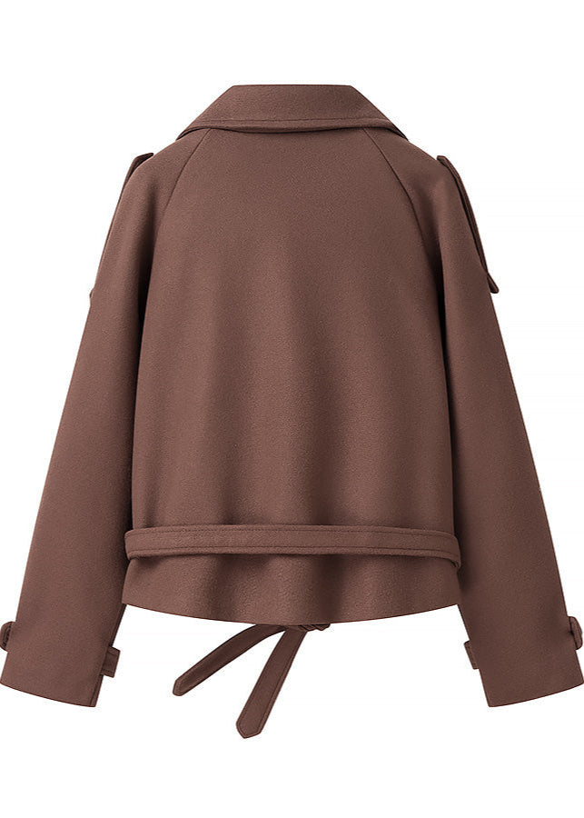 Reina - Cropped Belted Wool Trench