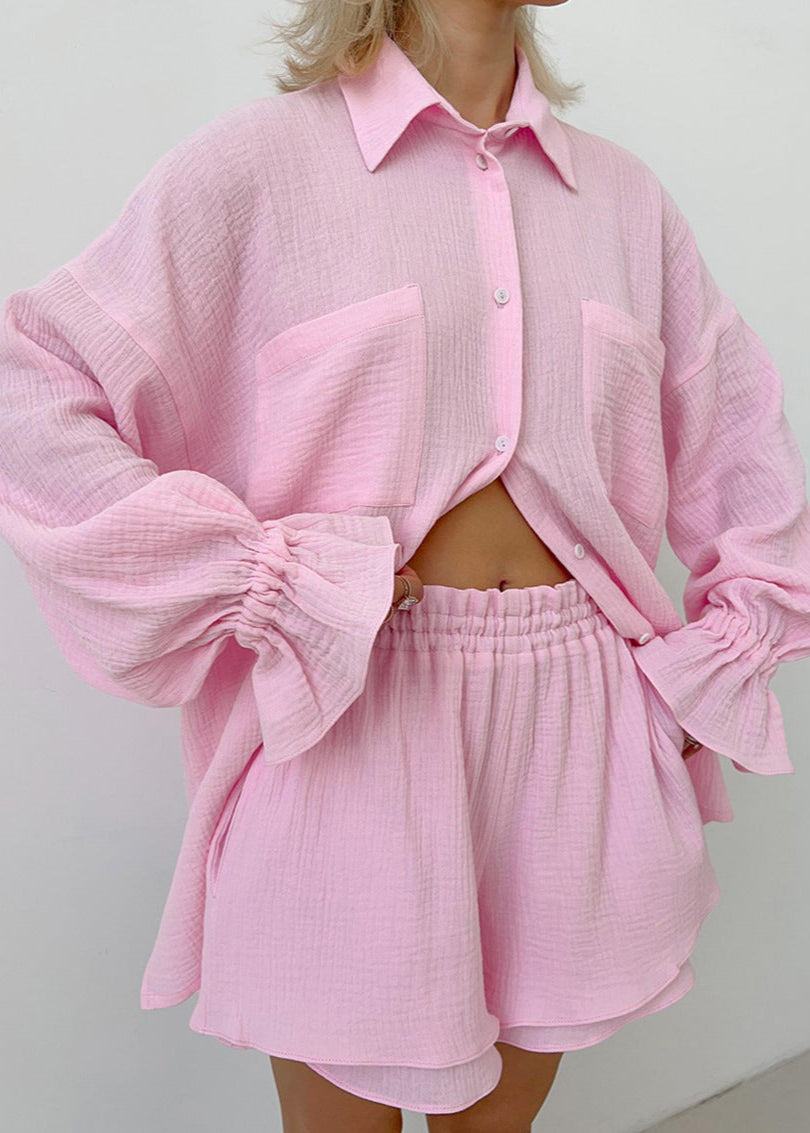 Breeze Cotton - Relaxed Two-Piece Shirt & Shorts Set