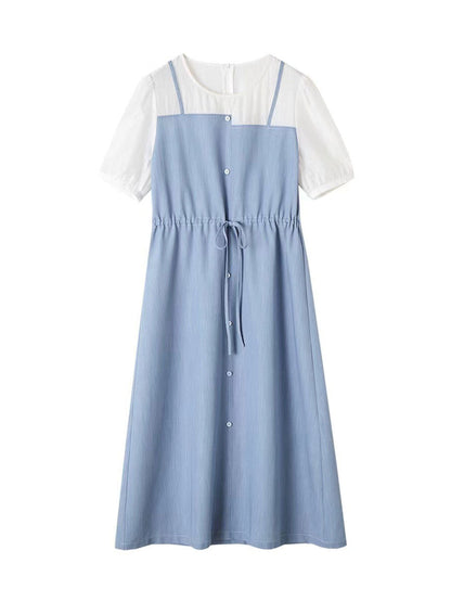 Grace Casual Color Block Tie Dress