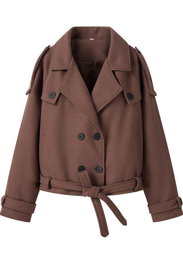 Reina - Cropped Belted Wool Trench