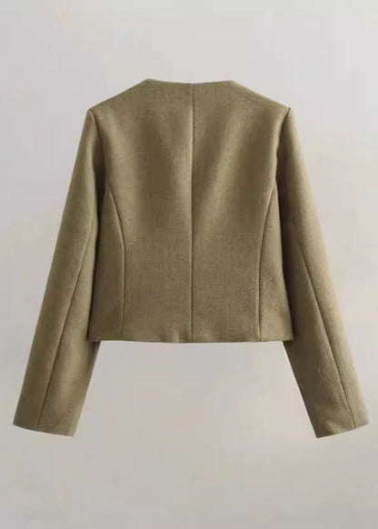 TailoRed Tweed Cropped Jacket – Classic Elegance with Gold Button Accents
