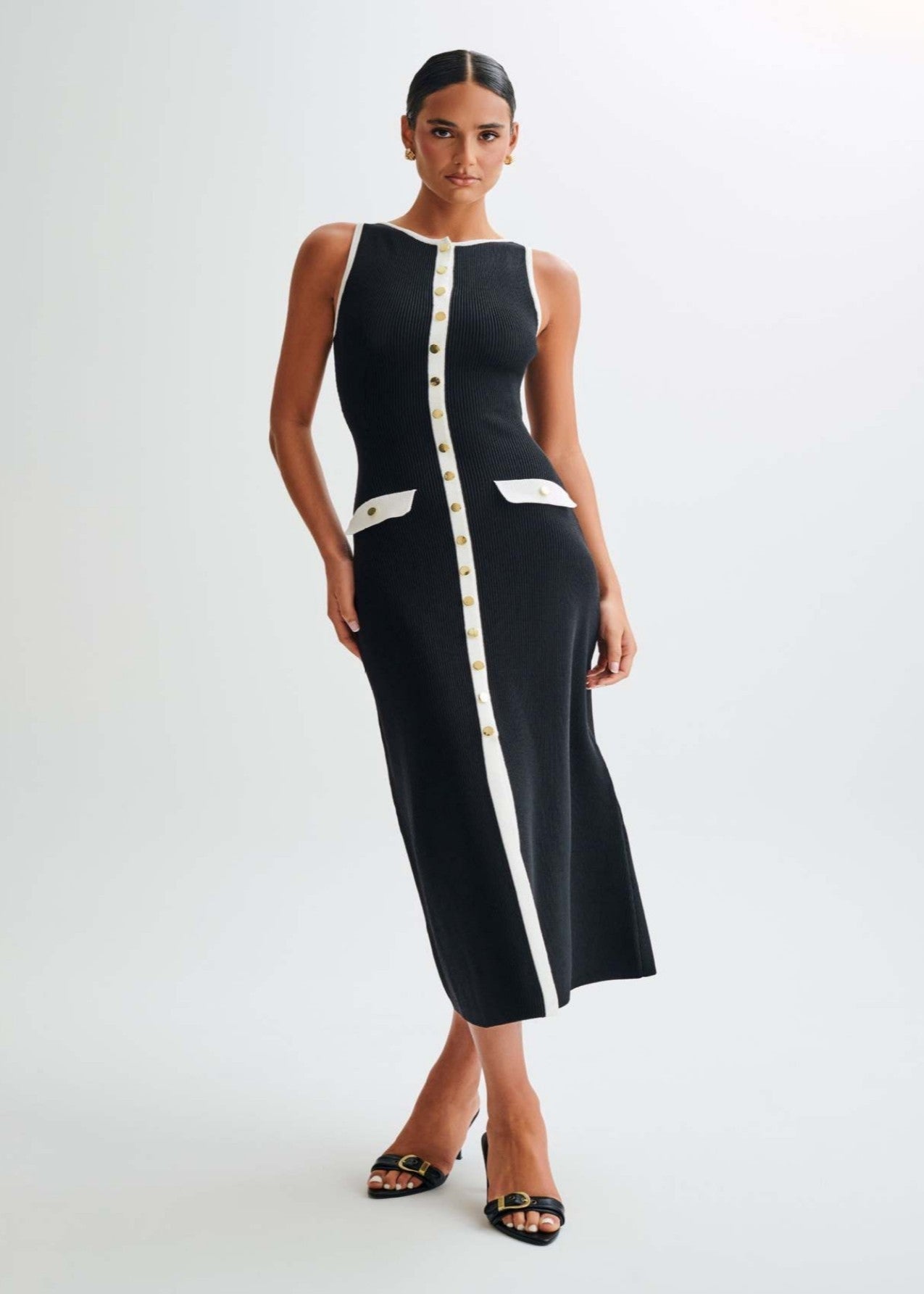 Valeria - Contrast Trim Midi Dress