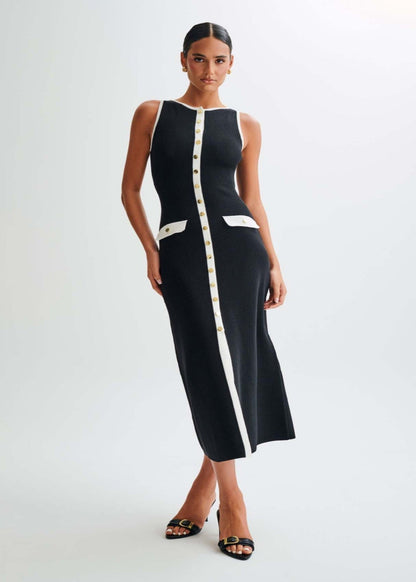 Valeria - Contrast Trim Midi Dress