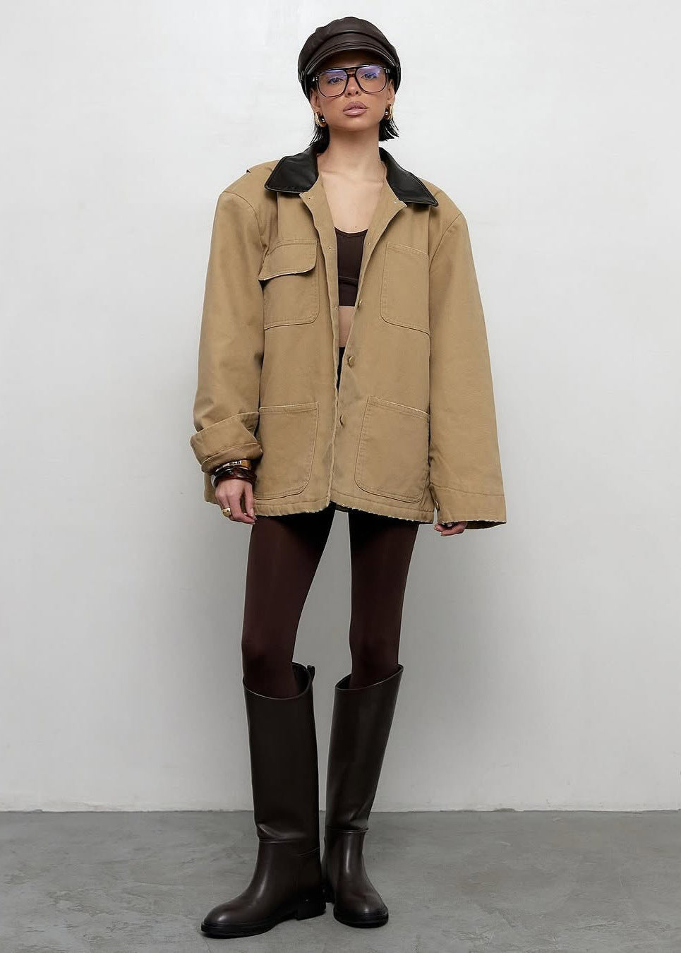 Metro Terrain - Canvas Utility Jacket with Faux Leather Collar