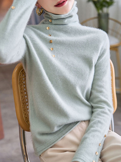 Hilary French Style Turtleneck Sweater-White