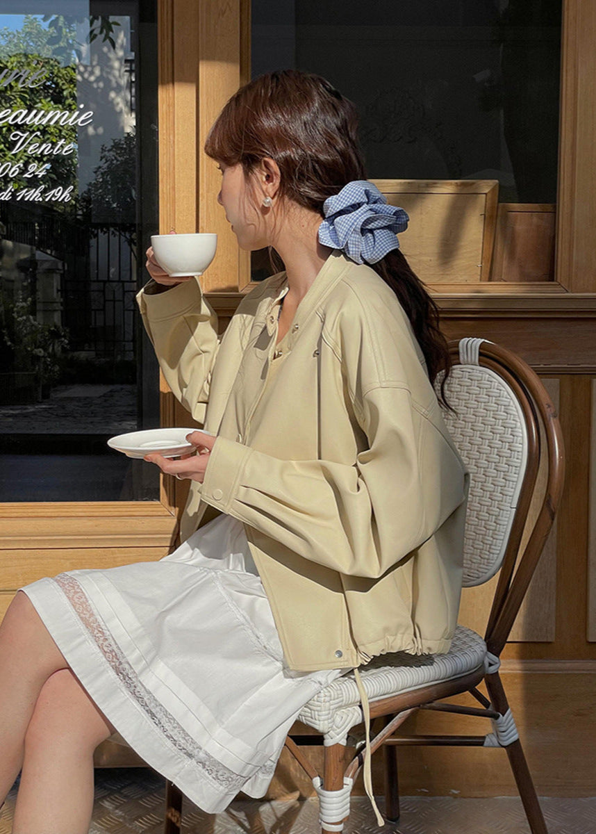 Ariette - Cropped Vegan Leather Snap Jacket