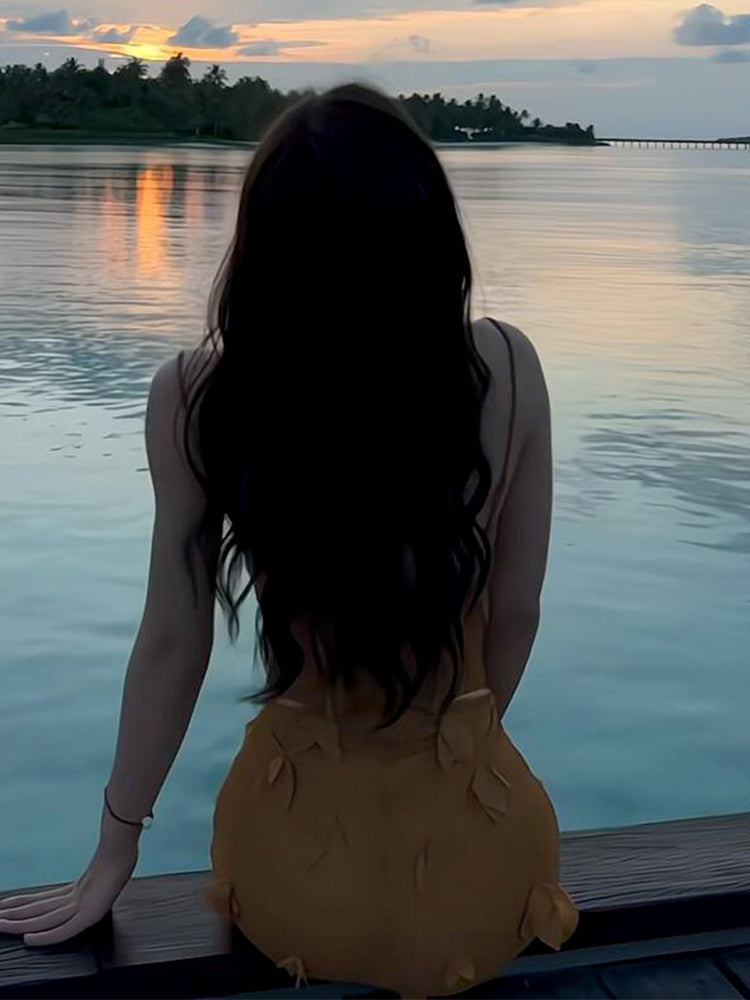 Yellow Floral Tie-Back Maxi Dress