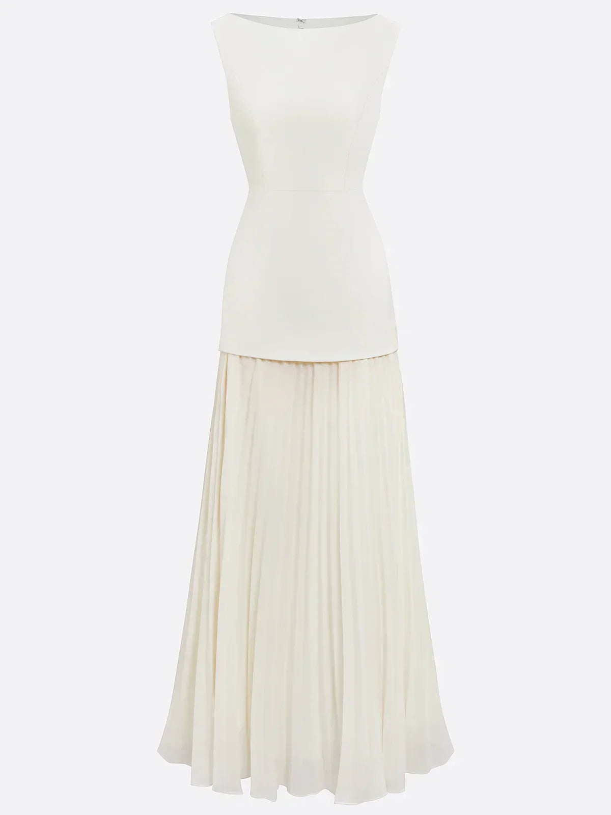 Women's Sleeveless Maxi Dress with Flowing Pleats – Elegant Bridesmaid Gown