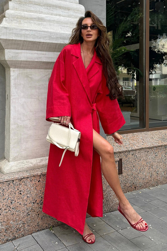 Long Sleeve Cotton Linen Shirt Coat